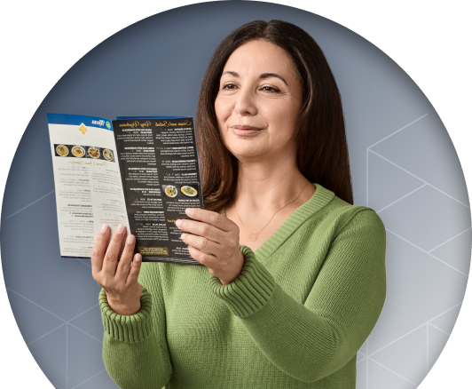 Actor portrayal of woman reading up close 